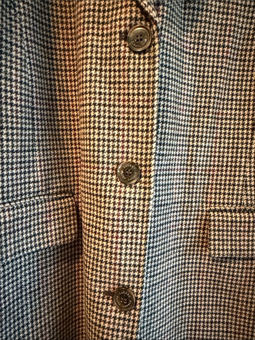 Lauren Ralph Lauren Houndstooth Single-Breasted Wool Coat - Black & Brown - Picture 3 of 6